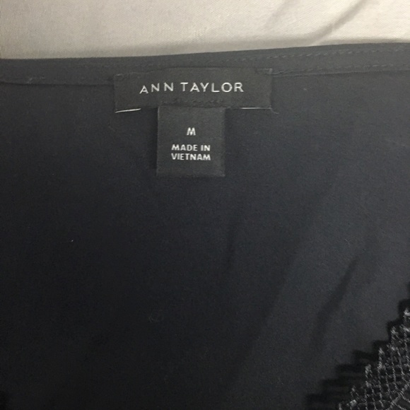 NWOT Ann Taylor Black Blouse with Lace Detail - Picture 4 of 5